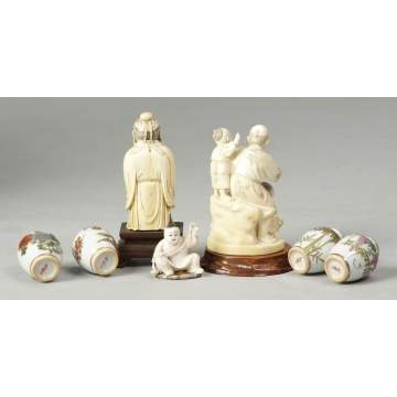 Satsuma Jars, Snuff Bottle & Carved Ivory 
