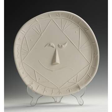 Pablo Picasso "Visage" Ceramic Plate by Madoura Pottery