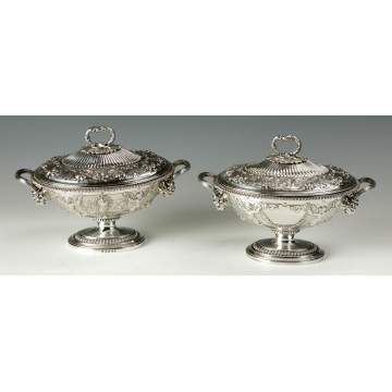A Fine & Rare Pair of Digby Scott & Benjamin Smith Covered Sauce Tureens