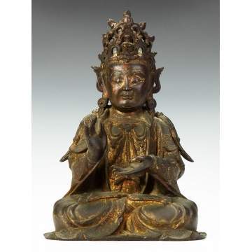 An Early Chinese Bronze Seated Figure of Buddha