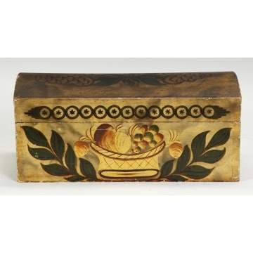 NY State Painted Decorated & Smoke Grained Pine Domed Box