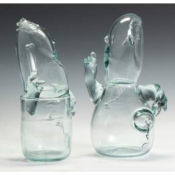Erwin Eisch (German, B. 1927) Two Clear Figural Vases