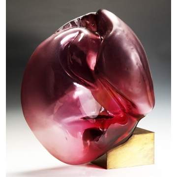 Dana Vachtova (Czechoslovakia) Large Pink Kidney Glass Sculpture