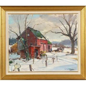 Carl William Peters (American, 1897-1980) "The Red Barn in Fairport"