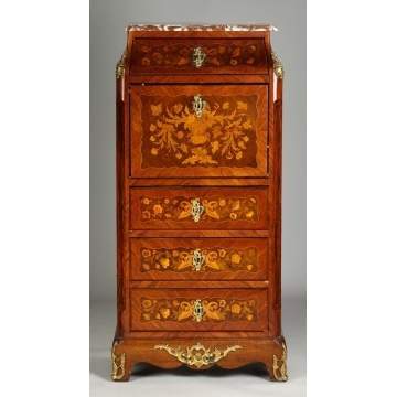 French Inlaid Drop Front Secretary
