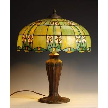 Early 20th Cent. Arts & Crafts Leaded Glass Table Lamp