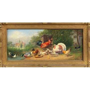 Gustav Mesmer (German, 1865-?) Barnyard animal scene