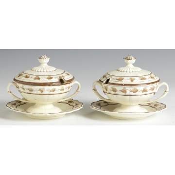 Early 19th Cent. Wedgwood Sauce Tureens w/Under trays