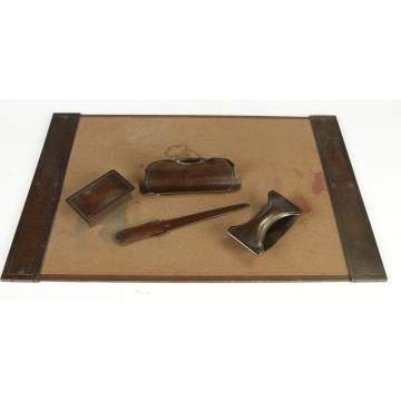 5 Pc. Roycroft Hammered Copper Desk Set