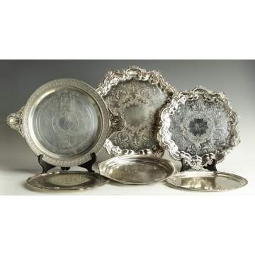 Group of 6 Silver Plate Trays