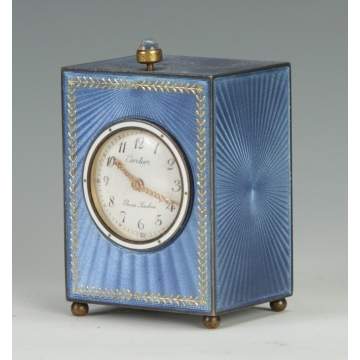 A Fine Cartier Blue Guilloche Clock