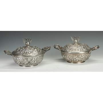 A Fine Pair of S. Kirk & Sons Heavy Repousse Vegetable Dishes
