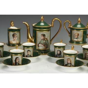 Hand Painted Porcelain Tea Service of Napoleon & His Army