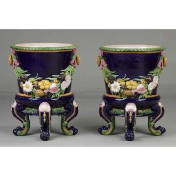 A Pair of Minton Majolica Planters