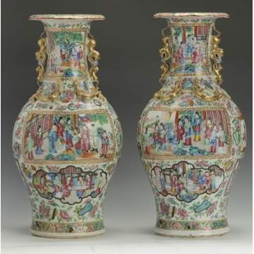 A Pair of 19th Cent. Chinese Export Famille Rose Vases