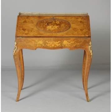 French Marquetry Inlaid Rosewood Ladies Desk