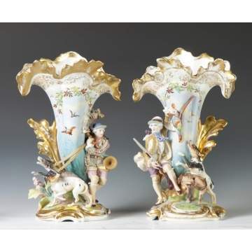 Old Paris Porcelain Spill Vases 