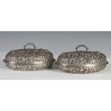 A Pair of Kirk Sterling Silver Covered Serving Dishes
