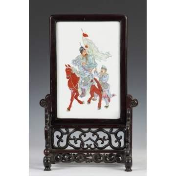 Chinese Porcelain Hand Painted Table Screen