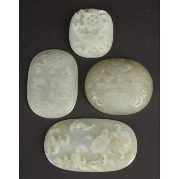 4 Chinese Carved White Jade Plaques