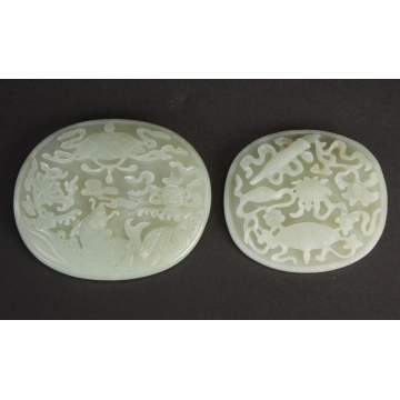 2 Chinese White Jade Plaques