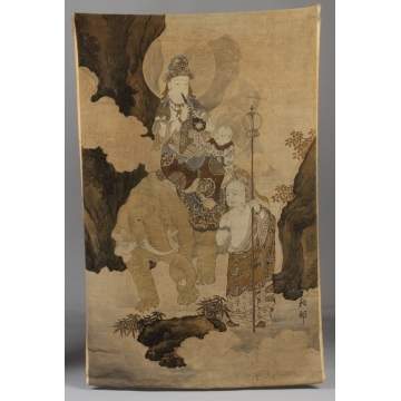Japanese Textile of Samantabhasua Riding an Elephant