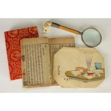 Chinese Books & Magnifying Glass