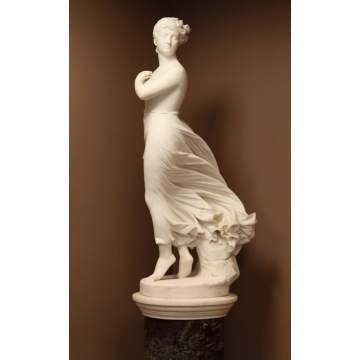 Thomas Ridegeway Gould (American, 1818-1881) "The West Wind" Marble Sculpture