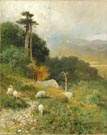 James Cantwell (American, 1856-1926) Sheep/landscape 