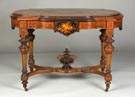 A Fine Victorian Inlaid & Gilded Walnut Parlor Table