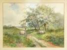 Hugo Anton Fisher (American, 1854-1916) Sheep on path