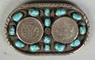 Silver & Turquoise Belt Buckle