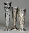 3 Large Silver Plate Vases