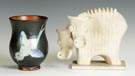 Art Pottery: Austrian Vase & French Cow Sculpture