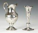 Coin Silver Water Pitcher & Sterling Vase