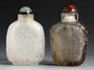 Two Rock Crystal Straight Sided Flattened Flask Form Snuff Bottles