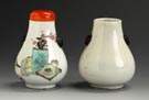 Two Porcelain Snuff Bottles of Round Bulbous Form