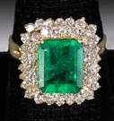 14K Gold, Emerald & Diamond Ring