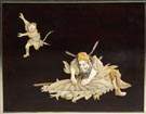 3 Ivory & Mother of Pearl Carvings on Lacquered Panels