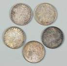 Five One Dollar Morgan Coins