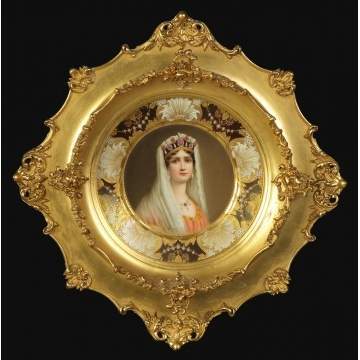 Rosenthal Hand Painted & Enameled Portrait Plate of "Josephine" in a Gilt Wood Frame