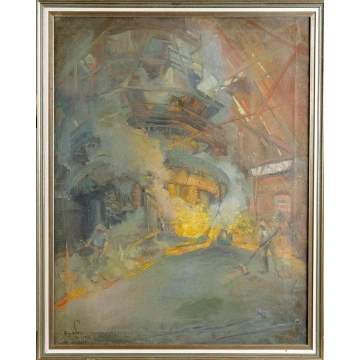 Alexander Oscar Levy (Buffalo, NY, 1881-1947) "The Blast, Iron Furnaces"