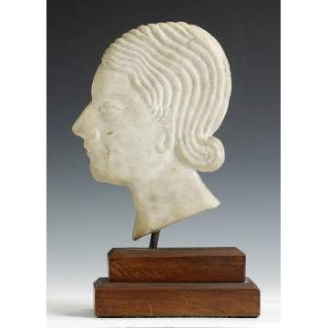 Carved Marble Art Deco Head