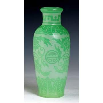 Steuben Jade Green Over Alabaster Vase