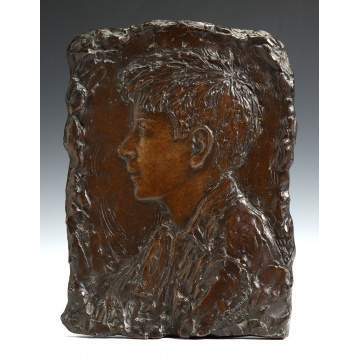 Bessie Potter Vonnoh (American, 1872-1955) Bronze Plaque of a Young Boy