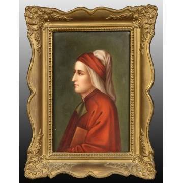 Painting on Porcelain of Lady in Red Robe