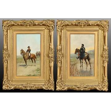 Sebastiano Panuzi (Italian, Born 1845) Pair of Paintings; Military Figures on Horseback