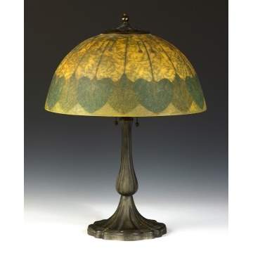 Handel Lamp with Obverse Painted & Etched Shade