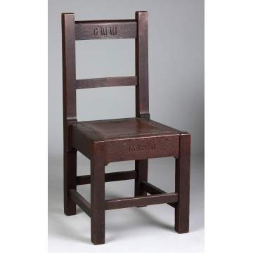 Unusual Roycroft Oak Side Chair