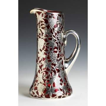 Cranberry Glass Presentation Pitcher with Gorham Sterling Mounts 